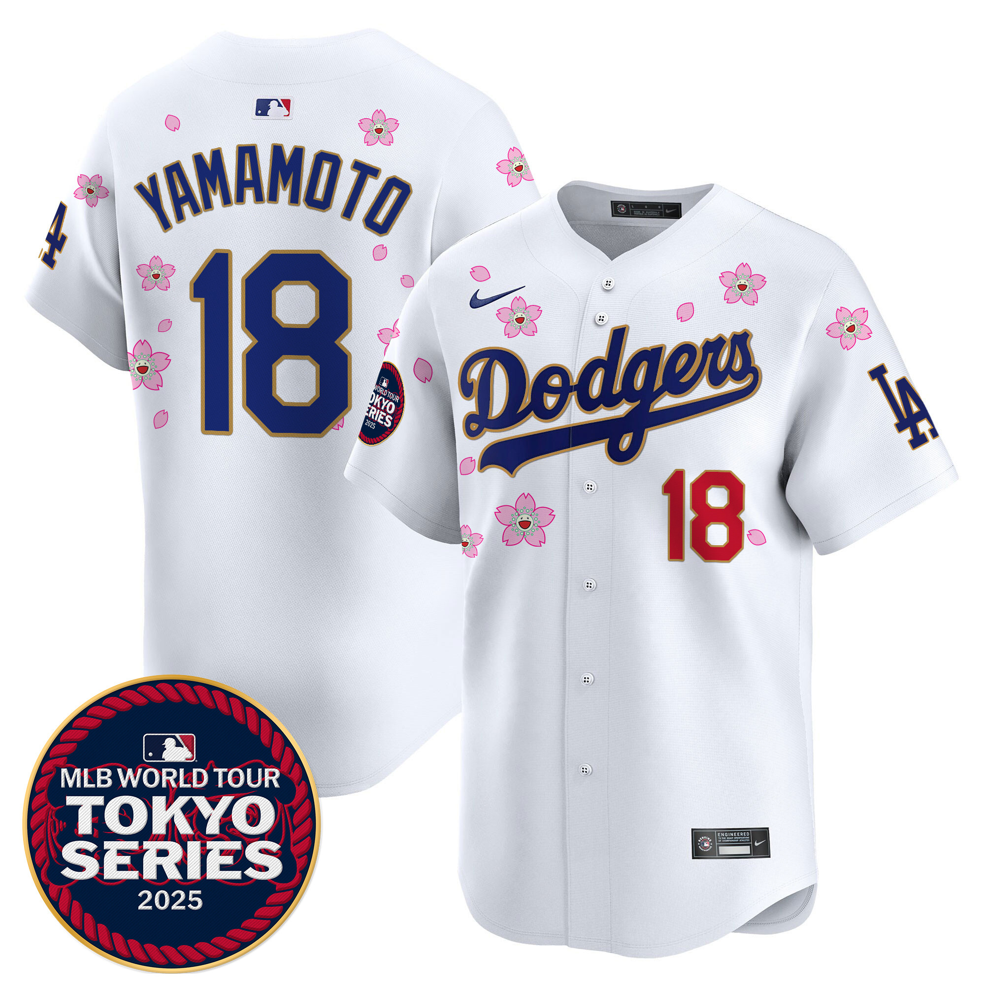 Men Los Angeles Dodgers #18 Yamamoto Tokyo Series  white Limited Stitched 2025 Jersey style 8